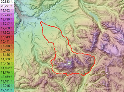 Ausangate Trek Topographical Map