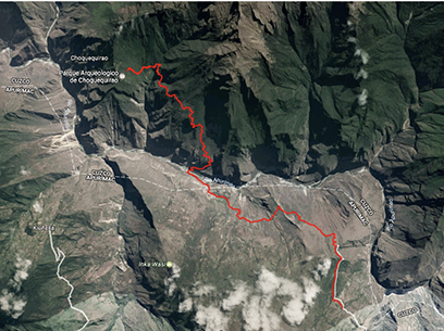 Choquequirao Trek Satellite Map