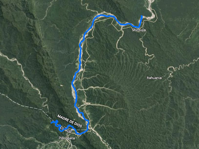 Manu Rafting 5 Days Satellite Map