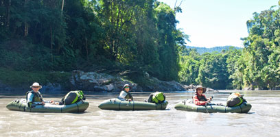 Gearing Up Packrafts Near Atalaya Manu